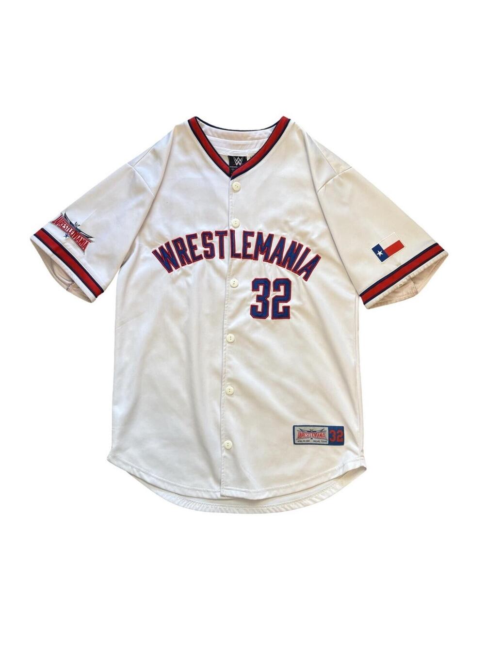 WWE WRESTLEMANIA 2016 Dallas Texas Baseball Jersey #32 Years Adult Size Medium